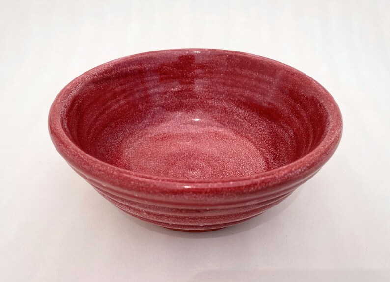 Handmade Pottery Bowl, Red Carved Bowl, Ceramic Decorative Bowl, Carved Striped Pattern Pottery Bowl image 3