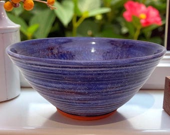 Large Purple Ceramic Bowl: Handmade 12.5-inch-Wide Decorative Pottery Serving Bowl