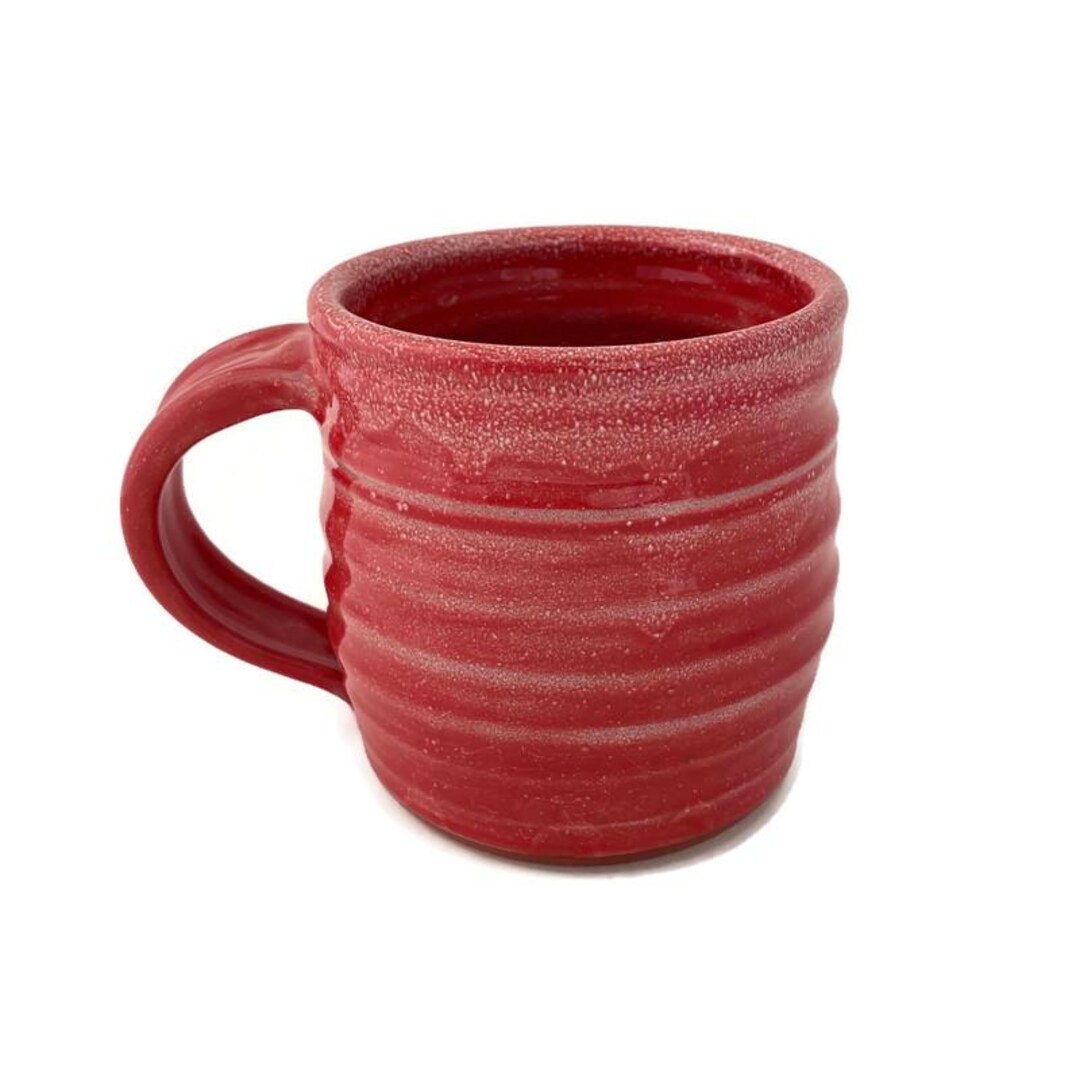 Large Pottery Coffee Mug, Red Unique Handmade Coffee Cup, 20 Ounce ...