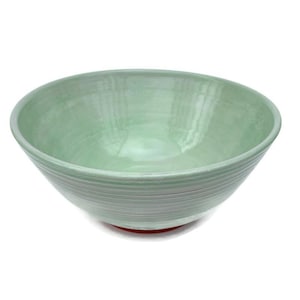 Ceramic Green Bowl, Decorative Hand Carved Striped Pottery Bowl, Surface Color Inspired by Nature