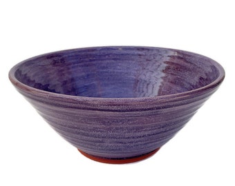 Centerpiece Purple Bowl, Ceramic Decorative Serving Carved Pottery Handmade Bowl, Violet, Plum Glaze