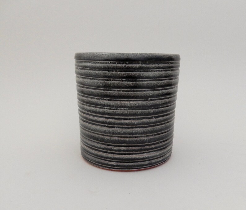 Ceramic Utensil Crock Black Handmade Utensil Holder Charcoal Etsy