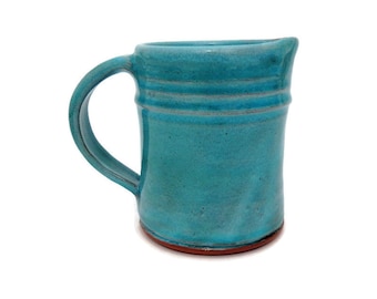 Turquoise Pitcher Creamer Pottery, Small Handmade Ceramic Earthenware Pitcher, Kiddush Pitcher
