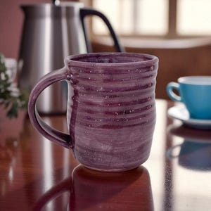 Large Purple Ceramic Coffee Mug: Handmade Plum Glazed Pottery