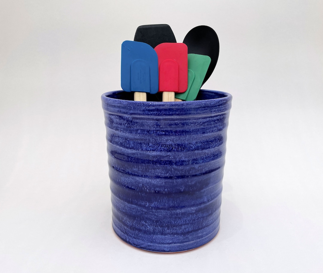 Navy Blue Ceramic Utensil Holder 12.2x14.8cm main image 0
