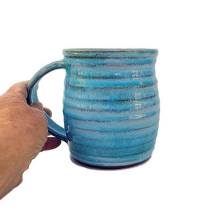 Turquoise Ceramic Mug, Huge 26 Ounce Large Coffee Cup, Terracotta 3 1/4 Cup Capacity, Handmade Pottery image 2