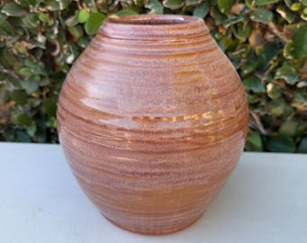 Handmade Pottery Flower Vase, Brown Mottled Ceramic Vessel