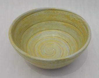 Yellow Ceramic Bowl, Handmade Yellow Decorative Bowl,  Pottery Bowl, Spiral Carved Design