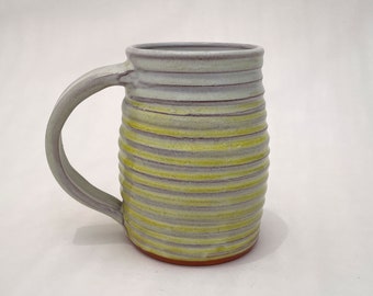 Ceramic Yellow Mug, Handmade Pottery Coffee Cup,  Glazed Terracotta, Unique Pottery Gift, Ready to Ship