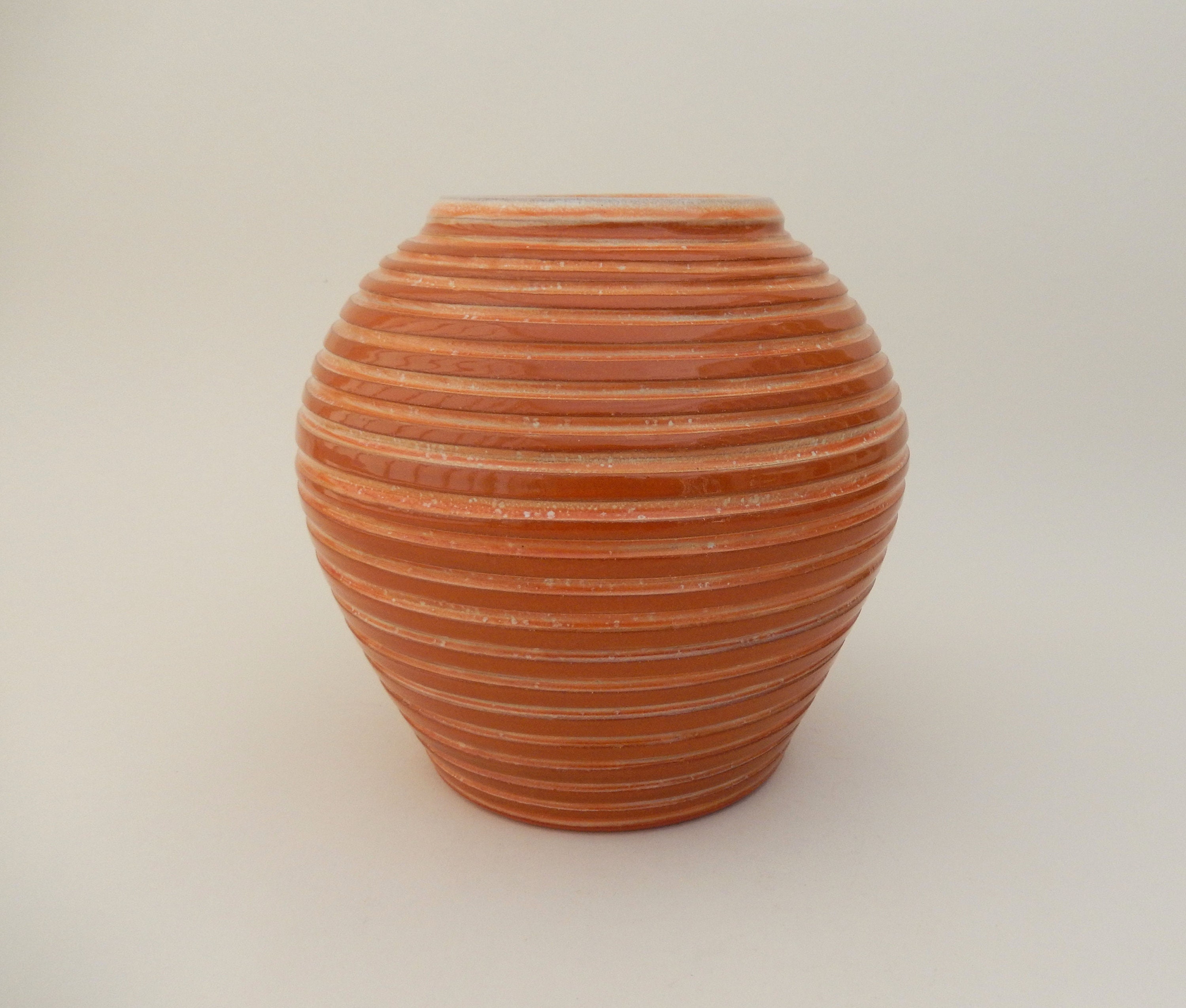 Handmade Pottery Vase Burnt Orange Spherical Ceramic Wide Etsy