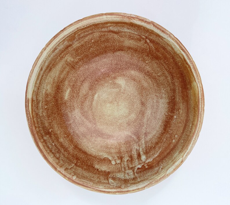 Pottery Decorative Bowl, Handmade Beige Brown Hand Carved Ceramic Bowl, One of a Kind Basket Inspired Design image 4