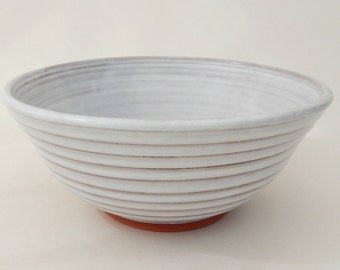 Ceramic Handmade Bowl, White Glazed Terracotta  Pottery Decorative Bowl