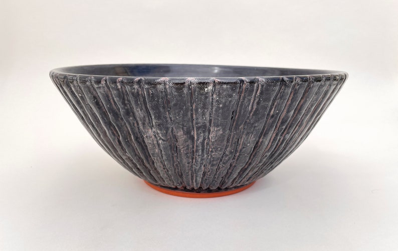 Large Ceramic Bowl Centerpiece Black Gray Handmade Etsy