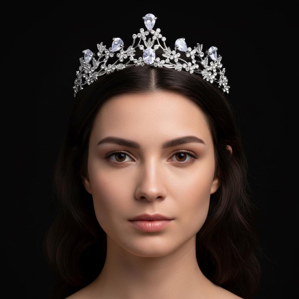 Elegant Silver Floral Bridal Tiara – Shine With Grace  display picture 2
