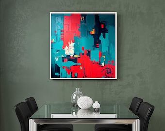 Colorful Abstract Canvas Art Print - Modern Framed Wall Decor