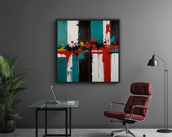 Vibrant Abstract Art Print, Framed Canvas, Modern Wall Decor, Colorful Artwork, Contemporary Home Decoration