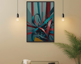 Abstrakta bandvirvlar matt canvas inramad, modern väggkonst