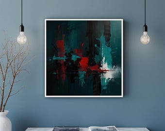 Abstrakter bunter Leinwand-Kunstdruck, modernes Wanddekor, Galerie-Akzent, Büro-Kunstwerk