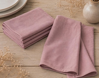 Dusty Rose Linen Napkins, Set of 100, Blush Pink Cloth Napkins, Soft Washed Linen Table Napkins, Rustic Farmhouse Table Decor