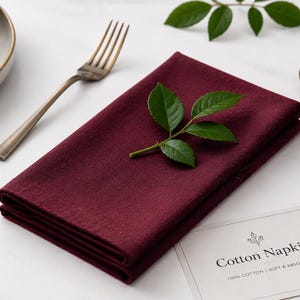 Servilletas de lino color burdeos, servilletas de tela reutilizables para la mesa de bodas, decoración en rojo oscuro