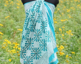 Hand Block Printed Cotton Sarong | Boho Beach Cover-Up