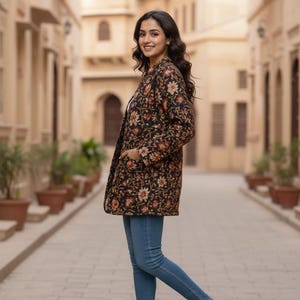 AMERI ★ INDIA INDIA BLOCK PRINT JACKET Reversible Quilted Indian Cotton Jacket: Organic Block Print Boho