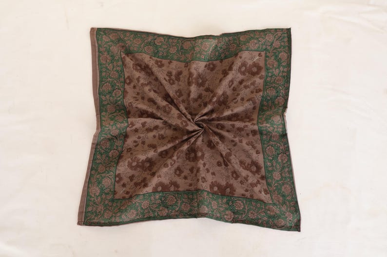 Bandana med blocktryck, hårband med blommigt tryck, boho hårband, bomullspannband, hårhalsduk i vintagestil, handgjort håraccessoar bild 5