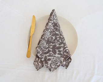Hand Block Printed Cotton Napkins, Bohemian Dinner Table Linens