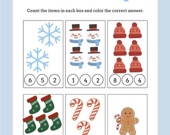 Winter Counting Worksheet - Printable Preschool Math Activity - Kids Winter Learning *Digital Download*