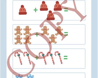 Winter Addition prek- kinder worksheet