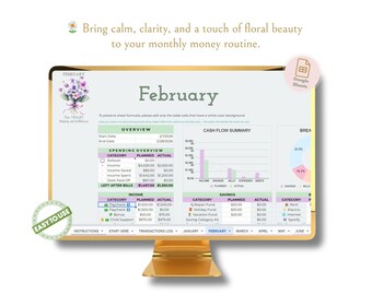 Floral Monthly Budget Planner | Birth Month Flower Budget Sheets | Google Sheets Bill Tracker