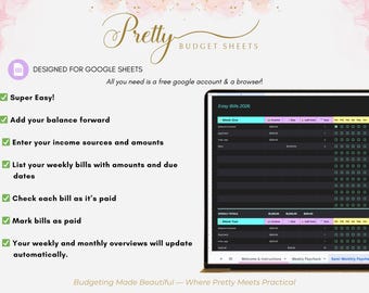 Easy Start Budget Planner Google Sheets Beginner Budget Spreadsheet Monthly Expense Tracker Simple Digital Budget Template