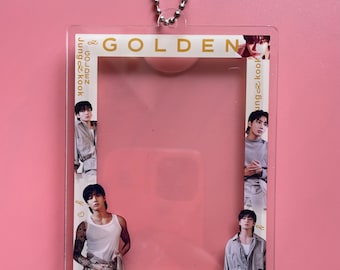 BTS Jungkook Acrylic Keychain Jungkook Photocard Case Holder Stand JK Golden Beige 1