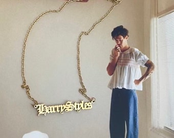 Harry Styles Nameplate Old English House of Harry LOT love on Tour As it was Gold Plated Stainless Steel