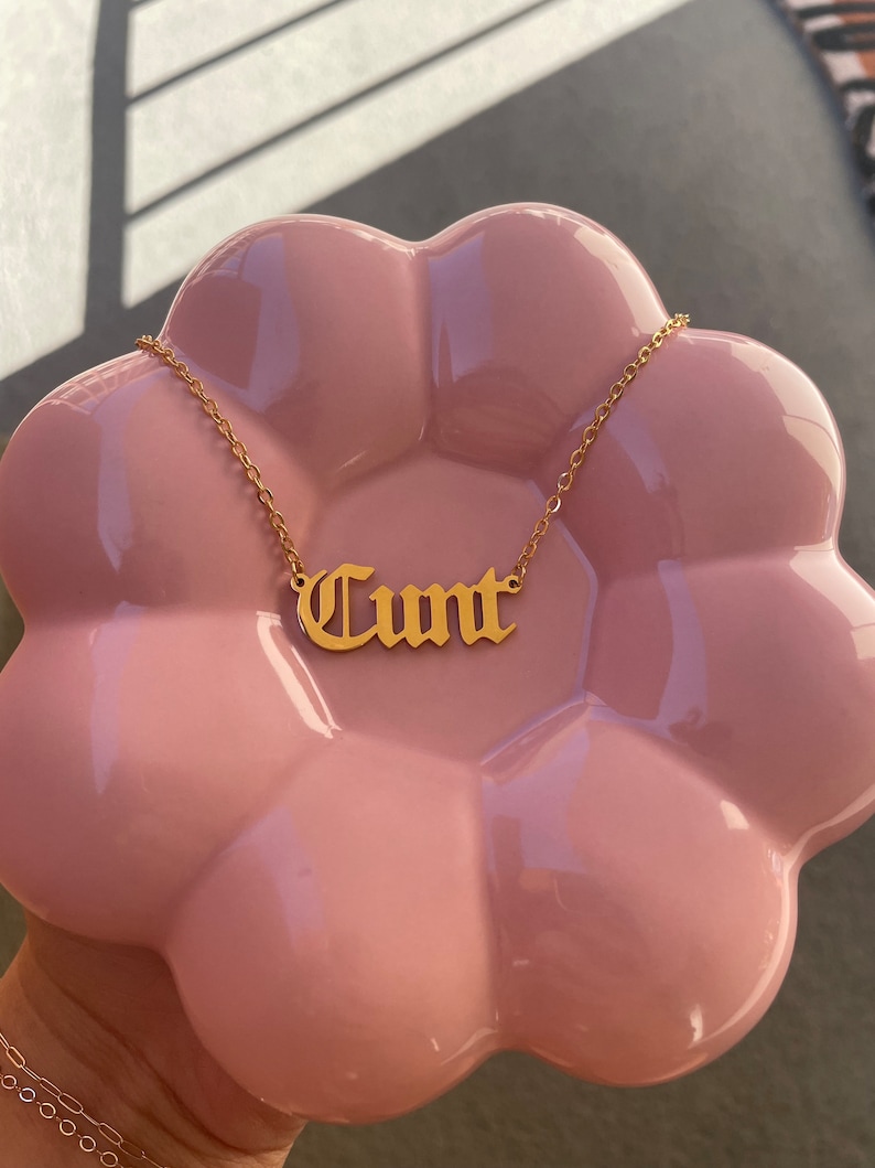 Cunt Nameplate Stainless Steel 90s Gold Plated image 3