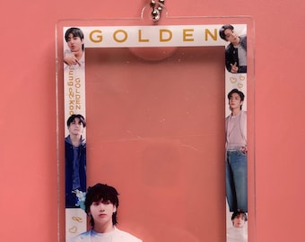 BTS Jungkook Acrylic Keychain Jungkook Photocard Case Holder Stand JK Golden Beige