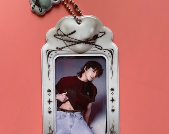 Gray Photocard Holder Keychain,Kpop Idol Photo Card Holder Kpop Photo Card Holder, Protective Case Charm