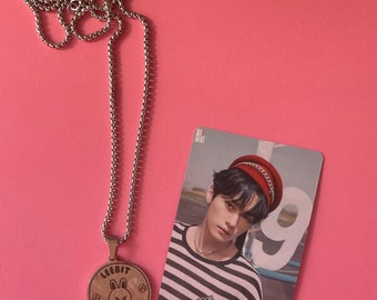 Skzoo Necklace + Mystery Photo Card Lee Know Leebit Stray Kids Stay Stainless Steel Necklace SKZ Silver
