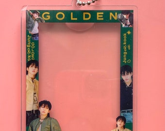 BTS Jungkook Acrylic Keychain Jungkook Photocard Case Holder Stand JK Golden Green