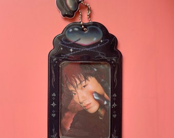 Black Photocard Holder Keychain,Kpop Idol Photo Card Holder Kpop Photo Card Holder, Protective Case Charm