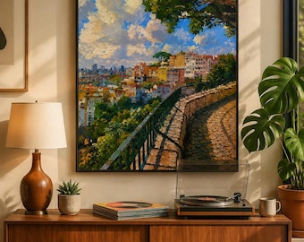 Miradouro | Lisbon Viewpoint Wall Art | Portugal Landscape Print | European Travel Artwork | Colorful Cityscape Decor