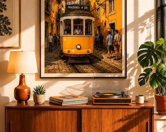 Tram 28 | Lisbon Wall Art Print | Portugal Travel Poster | European Cityscape Artwork | Colorful Street Scene Decor