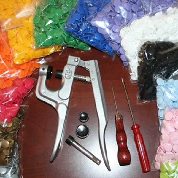 Plastic Snap Pliers Press Setter Tool & 300 KAM Snaps (Ships from US)