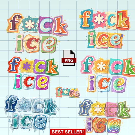 Retro F Ice Png Bundle,Anti Ice Png Bundle,Magazine Letter ICE Png,Ice Protest signs Png Svg,Human Rights Activist,Anti Trump,F Ice svg