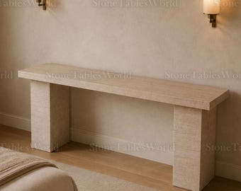 Consolle in travertino realizzata a mano – Tavolino d'ingresso minimalista in pietra – Consolle di lusso in pietra naturale per corridoio – Mobili moderni e organici