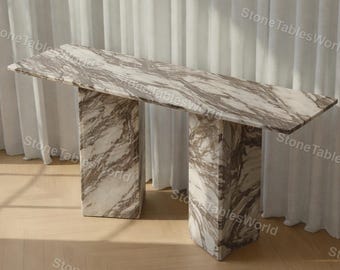 Calacatta Viola Marmor Konsolentisch, Luxusbrauner Vein Stein Eingangstisch, minimalistischer rechteckiger Sofatisch, italienischer Marmortisch