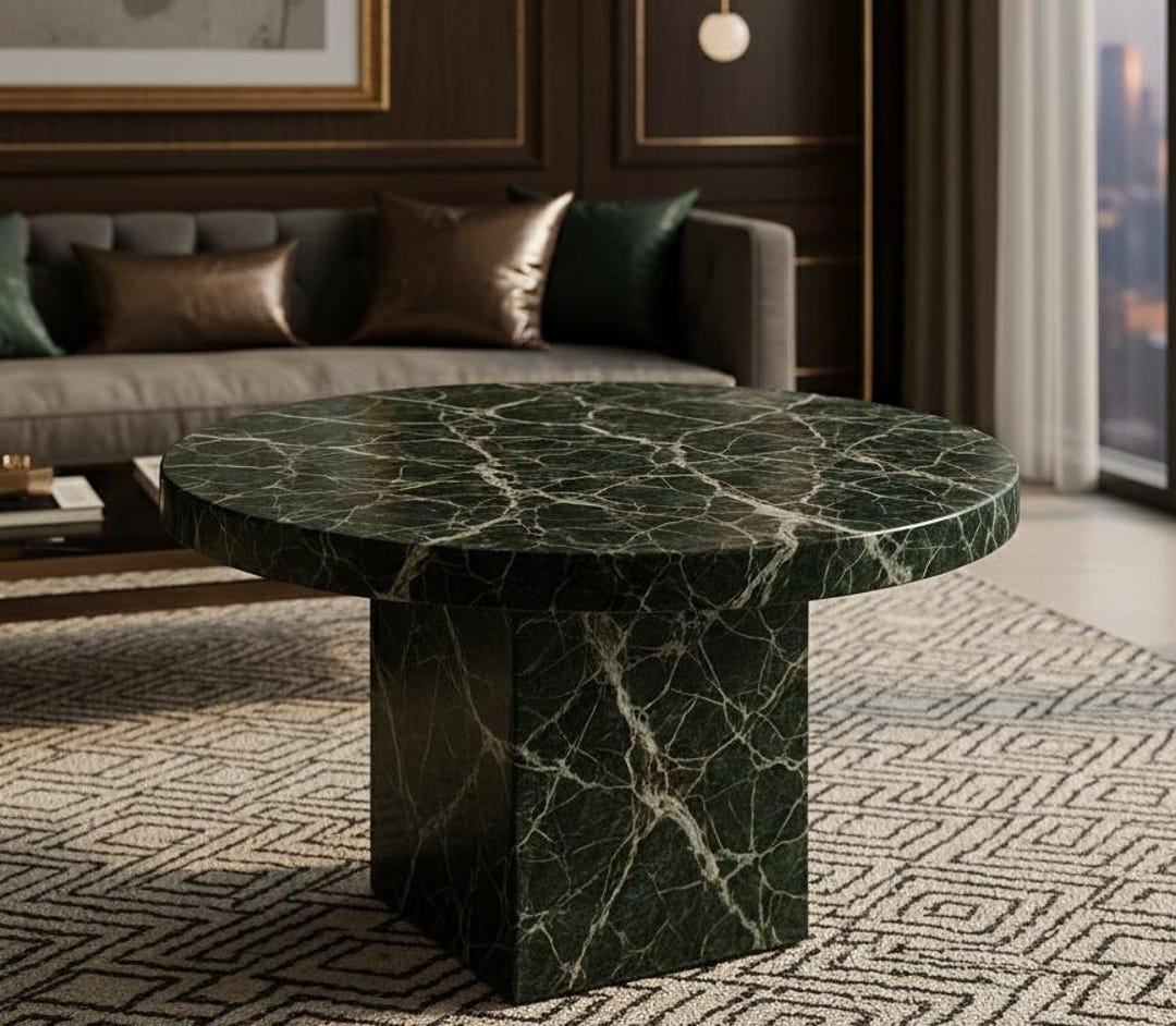 Italian Verde Alpi Marble Dining Table Base | Modern Green Marble ...