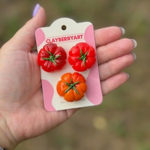 Miniature Tomato Magnet – Handmade Polymer Clay