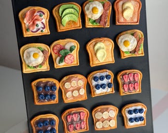 Handgemaakte toastmagneten | Miniatuur decorset voor ontbijt en eten