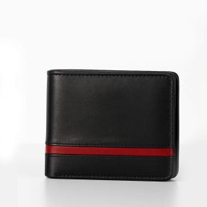 Handmade Black Leather Bifold Wallet – Slim Minimalist Design
